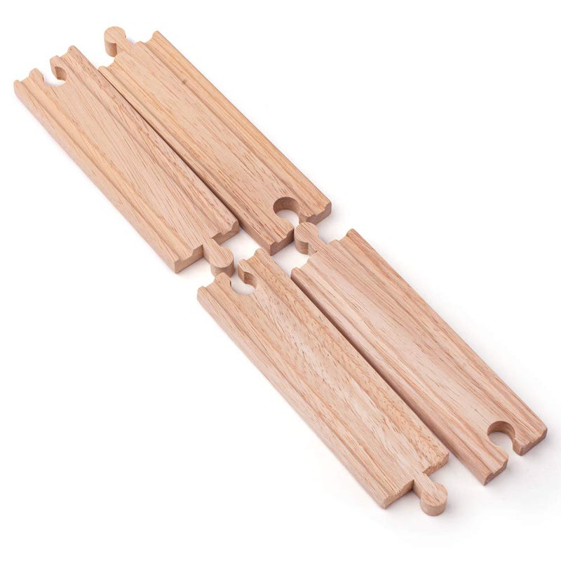 بيجيجز ريل Bigjigs Rail Long Straights (عبوة من 4 قطع) - العلامات التجارية الرئيسية الأخرى للسكك الحديدية الخشبية متوافقة - Image 5